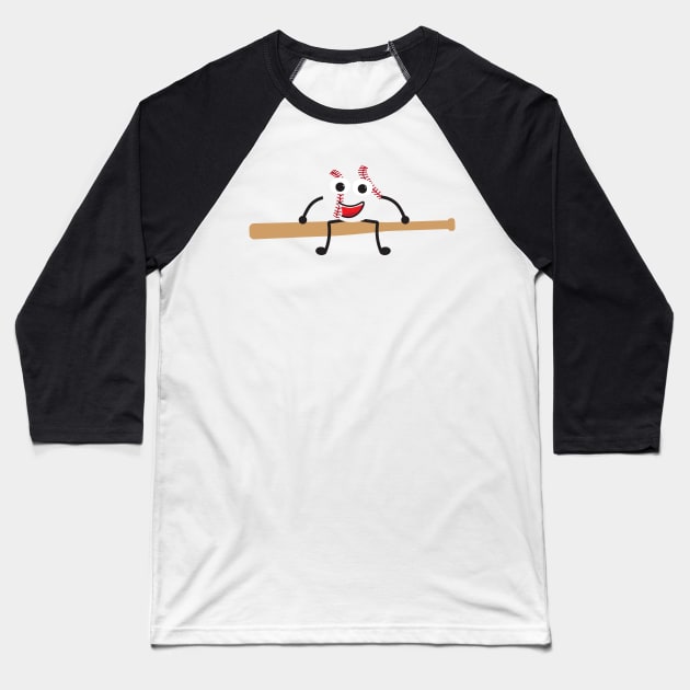Cute Cartoon Baseball Ball and Bat Baseball T-Shirt by sigdesign